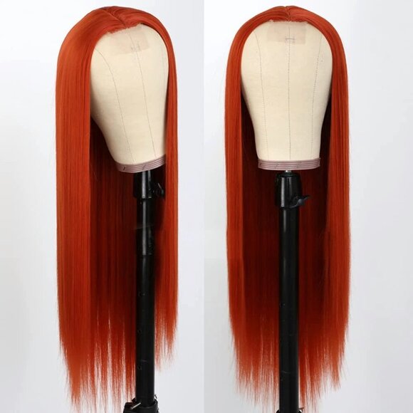 Dark Orange Middle Par Wig - Picture 1 of 4
